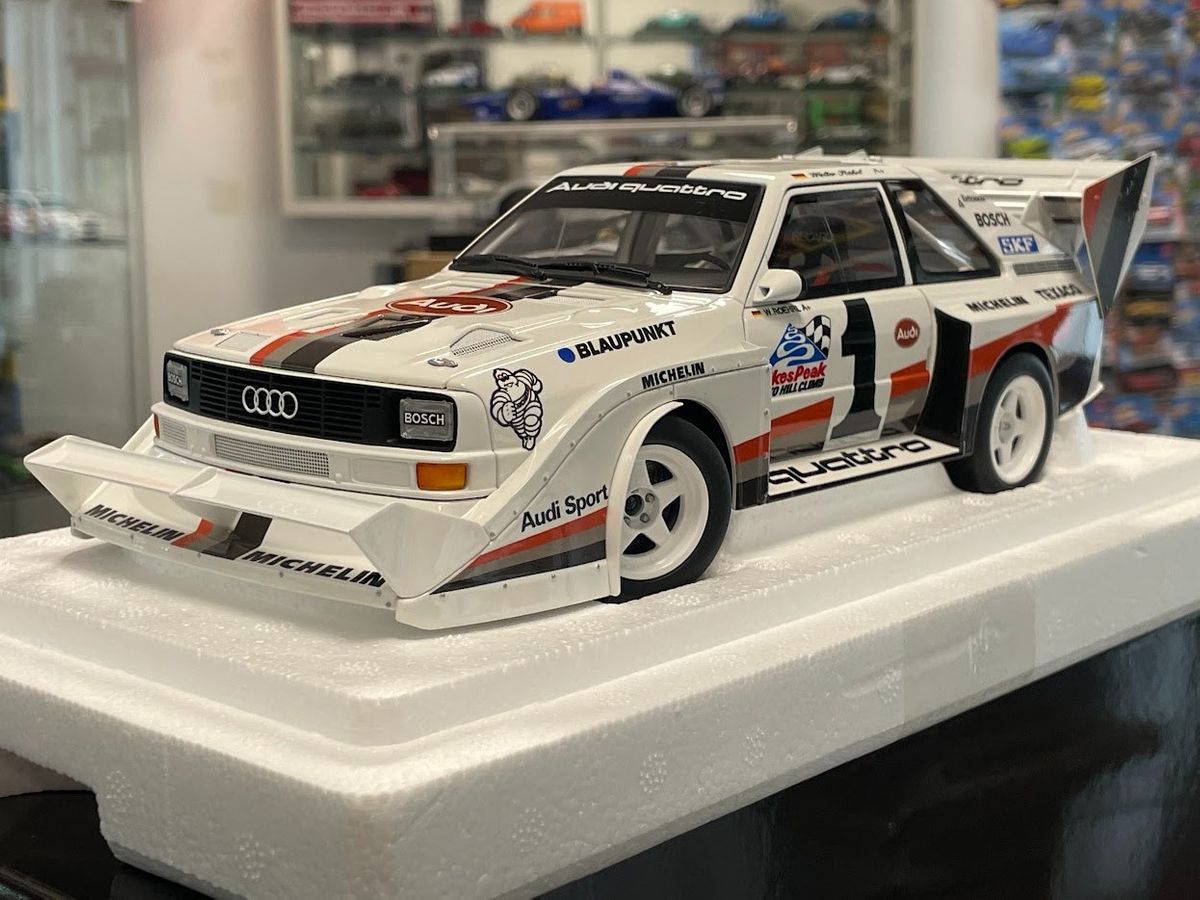Autoart 88700 Audi Sport Quattro S1 Pikes Peak 1987 Röhrl #1 Winner 1 18 Composite Model Full Openings